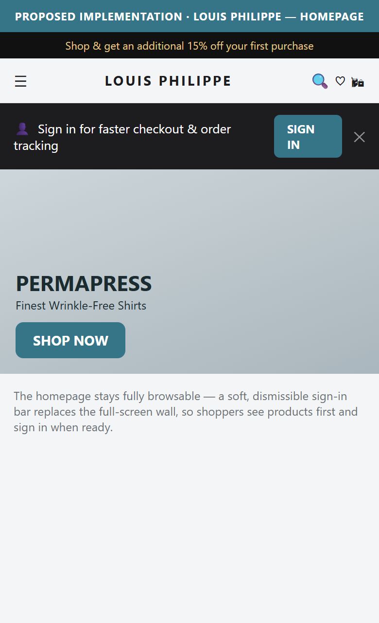 Proposed Implementation — Louis Philippe Homepage