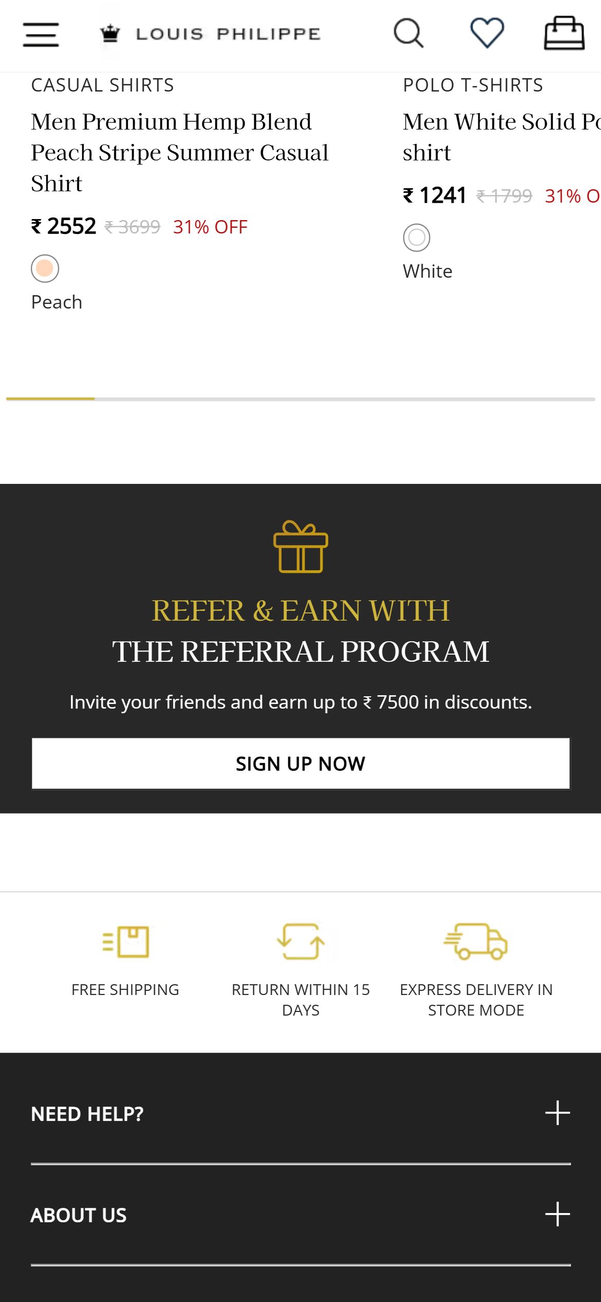 Louis Philippe — Mobile (footer)